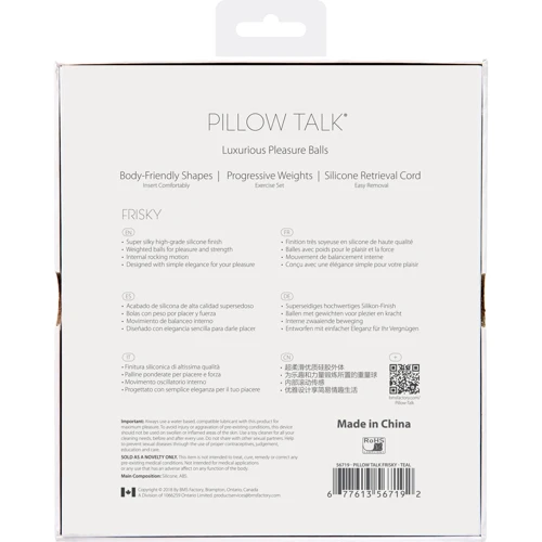Роскошные вагинальные шарики PILLOW TALK - Frisky Teal с кристаллом Сваровски