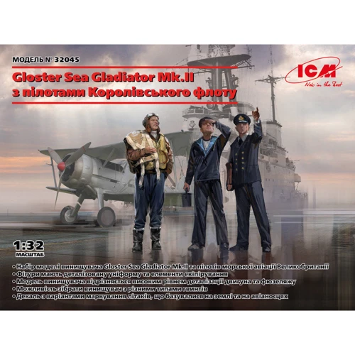 Набір фігурок ICM Gloster Sea Gladiator Mk.II з пілотами Королівського флоту (ICM32045)