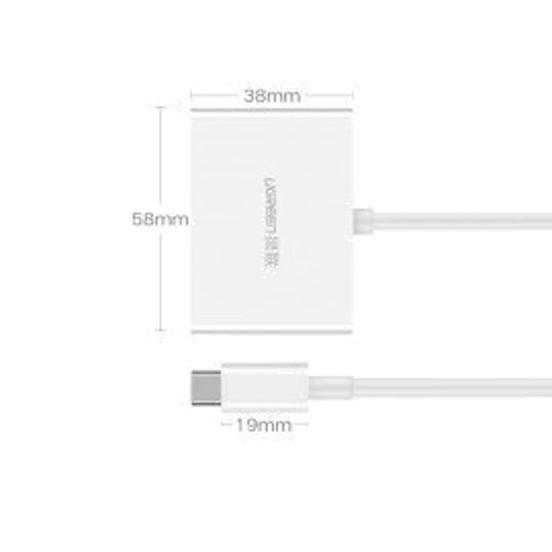 Адаптер Ugreen Adapter MM123 USB-C to HDMI+VGA White (30843): Дополнительные разъемы VGA, HDMI