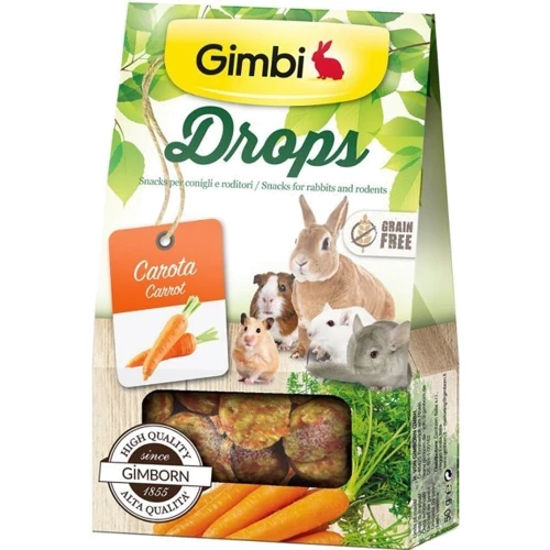 Лакомство GimBi Дропсы с морковью для грызунов 50 г