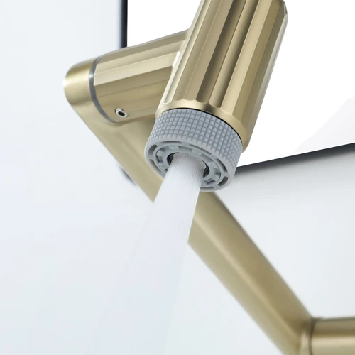 Смеситель для раковины Lefton 360° Rotatable Single-Hole Bathroom Faucet-BF2208 Brushed Gold: Материал Латунь