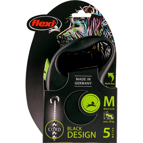 Поводок-рулетка Flexi Black Design M до 20 кг 5 м зеленый (4000498033425): Тип шнура Трос