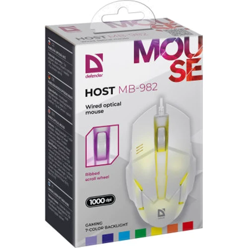 Мышь Defender Host MB-982 USB White (52983): Тип сенсора оптический