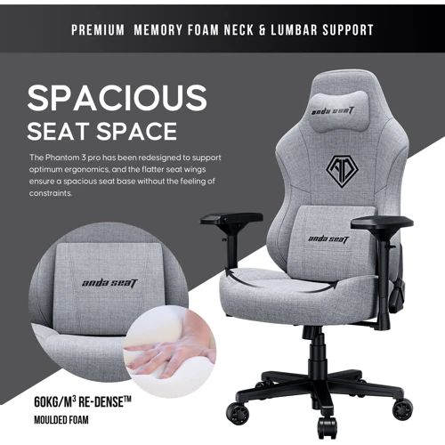 Кресло игровое Anda Seat Phantom 3 Pro Size L Grey Fabric (AD18YC-06-G-F) фото 8