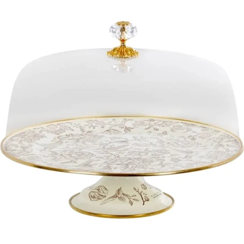 Тортівниця емальована Elmani Bird на ніжці з кришкою 30см (763-043)