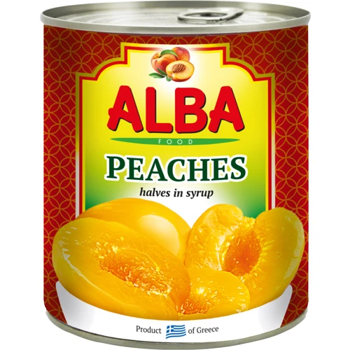 Персики ALBA FOOD половинки в сиропе 850 мл (5201477709853)