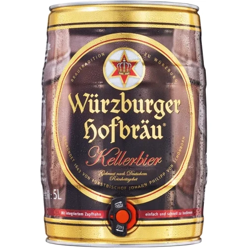 Пиво Wurzburger Kellerbier светлое нефильтрованное 5.4% 5 л (PLS_4047900005090)
