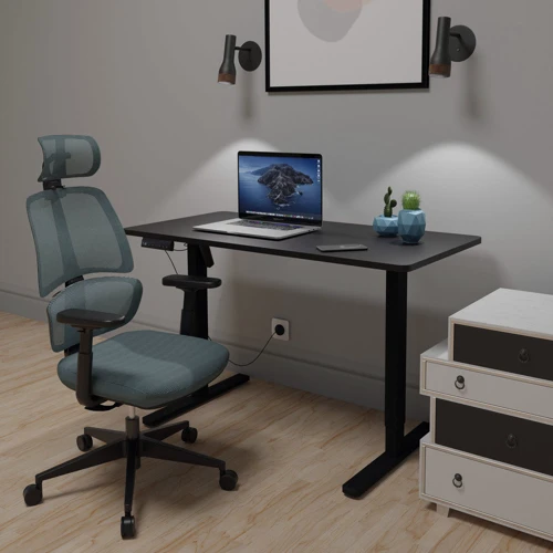 Комплект Mealux PowerDesk Lite Black + Leo Air Plus Grey Blue стол и стул (EVO-201 Lite B/B +Y 546 KBGL) фото 3