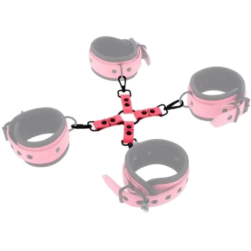 Крестообразный БДСМ фиксатор с карабинами Taboom Hogtie (розовый)