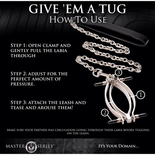 Зажим для половых губ с поводком Master Series Pussy Tugger Adjustable Vagina Clamp with Chain
