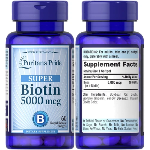 Puritan's Pride Biotin 5000 mcg 60 Softgels Биотин: Тип Витамин B