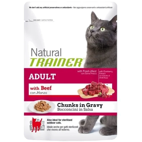 Сухой корм Trainer Natural Super Premium Adult with Beef для взрослых и стерилизованных кошек от 1 года 1.5 кг (8059149029672)
