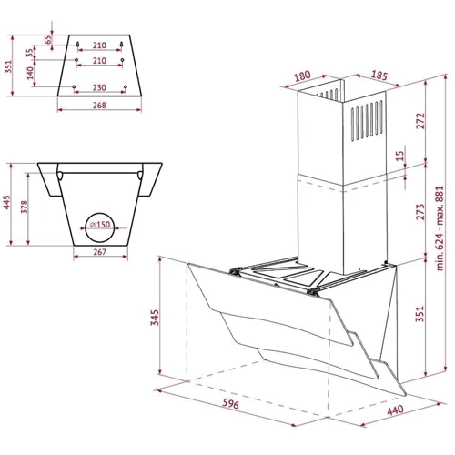 Вытяжка Perfelli DNS 6482 D 850 WH LED: Тип воздухоочистителя Рециркуляция, Отвод