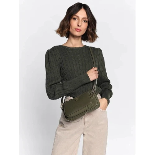 Женская сумка кросс боди GUESS ALEXIE DOUBLE POUCH CROSSBODY оливковая (HWVG8416700-OLV): Материал Искусственная кожа