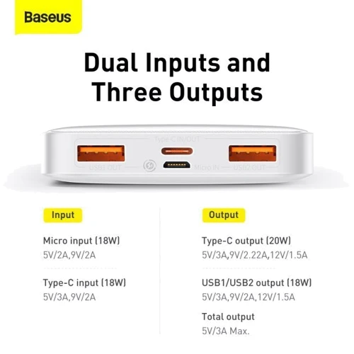 Зовнішній акумулятор Baseus Power Bank 10000mAh Bipow Display 20W White (PPDML-L02) фото 11