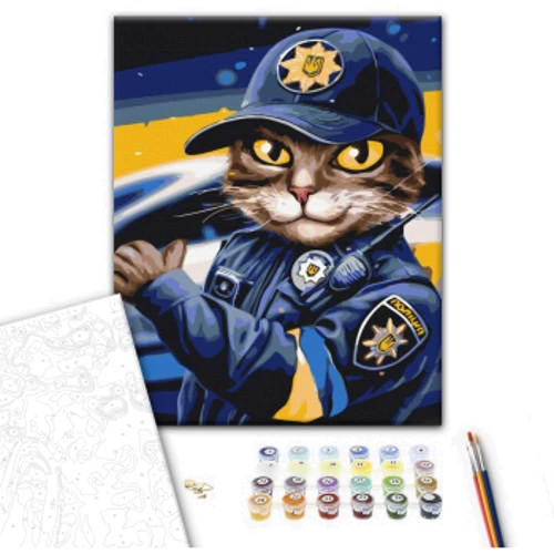 Картина по номерам Brushme Полицейский кот ©Марианна Пащук 40х50 см (BS53237): Производитель Brushme