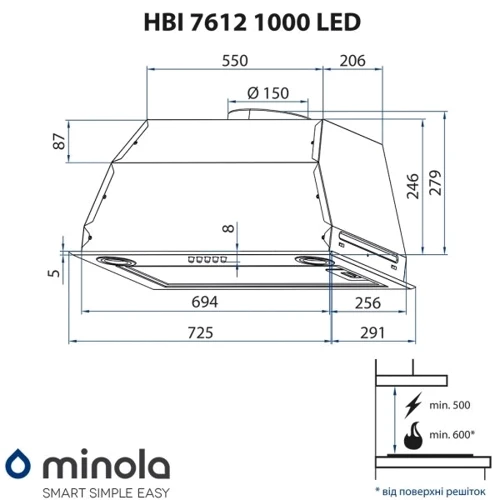 Вытяжка Minola HBI 7612 I 1000 LED фото 5