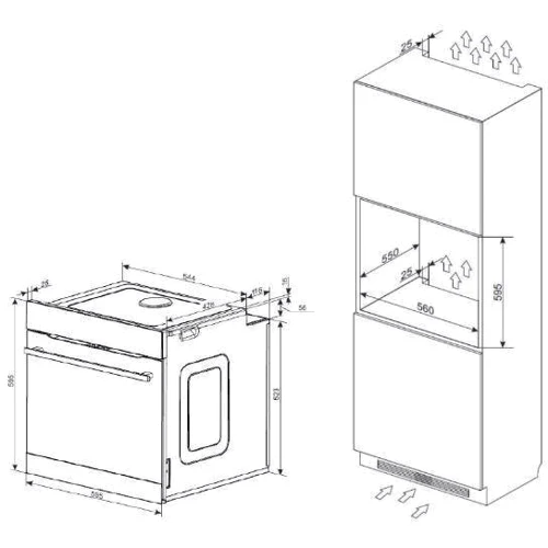 Духовой шкаф электрический Amica ED57679BA+ Q-TYPE OPENUP: Мощность подключения, Вт 3600
