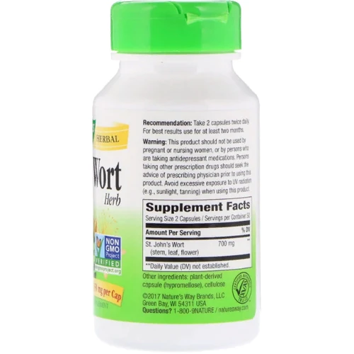 Nature's Way, St. John's Wort, Herb, 350 mg, 100 Vegetarian Capsules (NWY17300): Форма випуску капсули