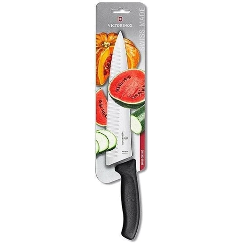 Кухонный нож Victorinox SwissClassic Carving 25см черный в блистере (6.8023.25B): Лезвие нержавеющая сталь