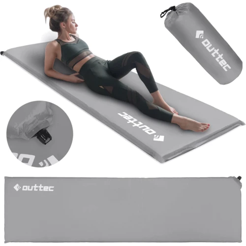 Самонадувающийся коврик Outtec 180х53х4 см гладкий серый (5907766665731)