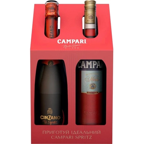 Подарочный набор Campari 0.7 л 25% + Вино игристое Cinzano To-Spritz белое сухое 0.75 л (DDS4820180020294)