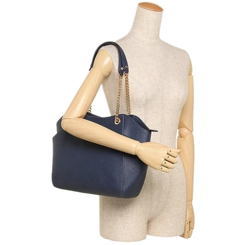 Женская сумка тоут Michael Kors темно-синяя (889154317529): Фактура Сафьяно, Матовая