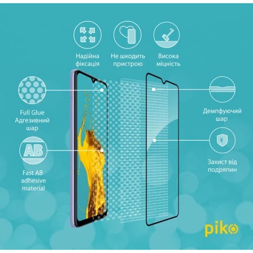 Аксесуар для смартфона Piko Tempered Glass Full Glue Black для Xiaomi Redmi 12C: Тип защитное стекло