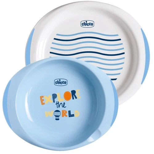 Набор тарелок Chicco Easy Feeding New 12 месяцев 2 штуки голубой (16002.20.00): Тип Набор