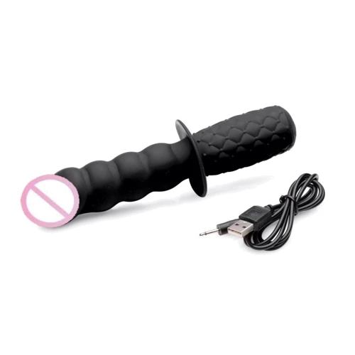 Анальный вибратор с рукоятью The Handler 10x Silicone Vibrating Thruster