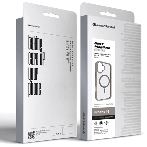 Чехол для iPhone ArmorStandart Unit MagSafe Case Titanium Grey for iPhone 16 (ARM78703): Цвет серый
