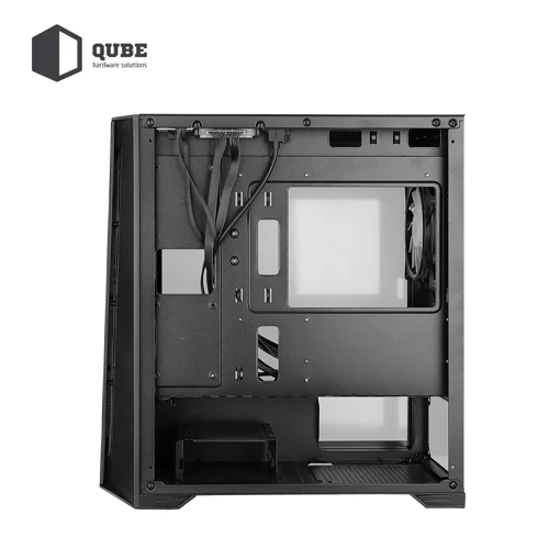 Корпус QUBE MESH 600W Black (MESH_F56U3): Материал передней панели Пластик