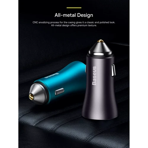 Зарядное устройство Baseus Car Charger USB+USB Golden Contactor 60W Dark Gray (CGJM000013) фото 8