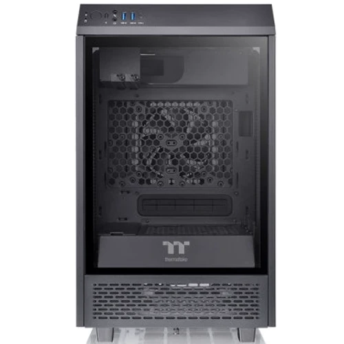 Корпус Thermaltake The Tower 100 Black (CA-1R3-00S1WN-00): Материал передней панели закалённое стекло и сталь