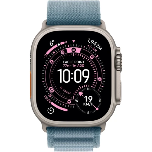 Apple Watch Ultra 3 GPS + Cellular 49mm Natural Titanium Case with Light Blue Alpine Loop - Medium (MEWM4)