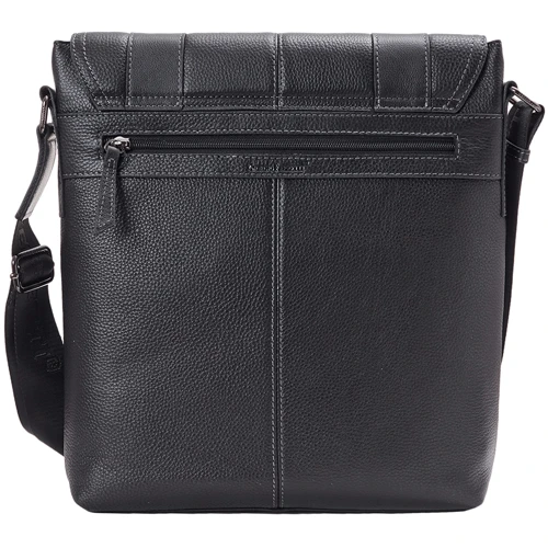 Мужская сумка почтальонка Giorgio Ferretti черная (SHIGF1458-black): Фактура Матовая, Зернистая