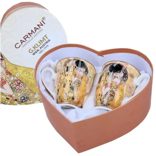Подарунковий набір Carmani кружки 2 шт у серці Г.Клімт Поцілунок 350 ml (532-0801): Виробник Carmani
