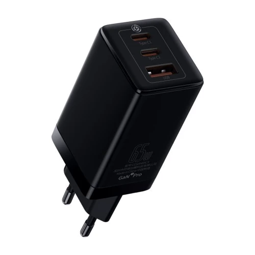 Зарядное устройство Baseus Wall Charger GaN3 Pro 2xUSB-C+USB 65W with USB-C Cable Black (CCGP050101): Сила тока 2.4А и более
