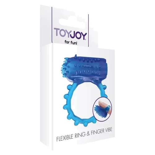 Ерекційне кільце та насадка на палець 2в1 Toy Joy Flexible Ring & Finger Vibe (синій)