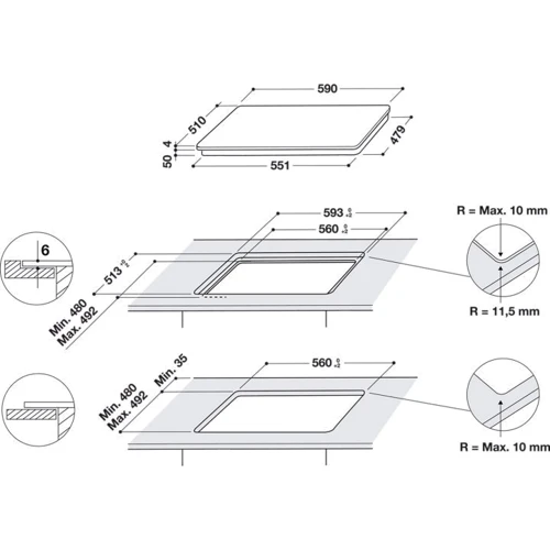 Варильна поверхня Hotpoint-Ariston HB 8460B NE / W: Кількість конфорок 4