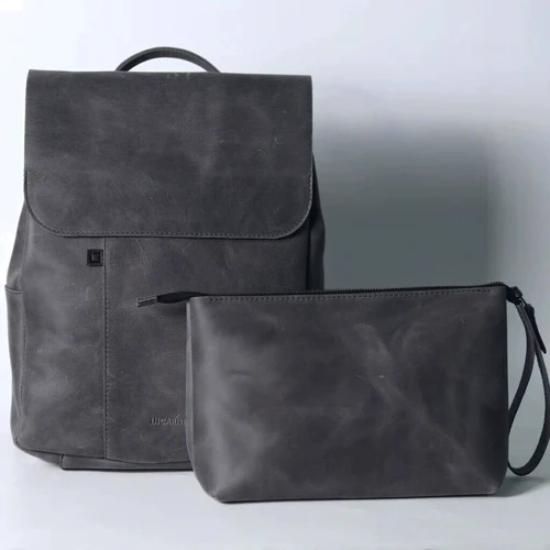 Подарочный набор INCARNE рюкзак Unia + косметичка Муа коричневый S/ 13" фото 10