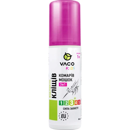 Спрей 3в1 Vaco Kids от комаров клещей и мошек для детей 80 мл (5901821952606)
