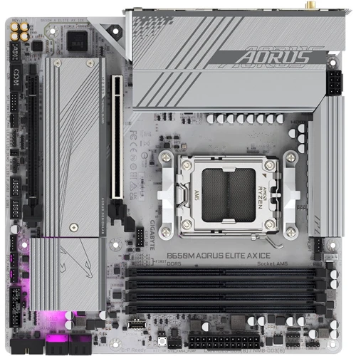 GIGABYTE B650M AORUS ELITE AX ICE: Оперативная память 4xDDR5 8000 МГц, до 192 ГБ