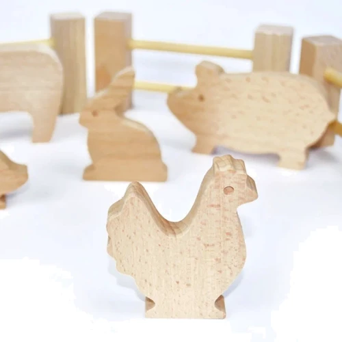 Деревянный игровой набор Igroteco Фигурки животных 17 деталей (900521)