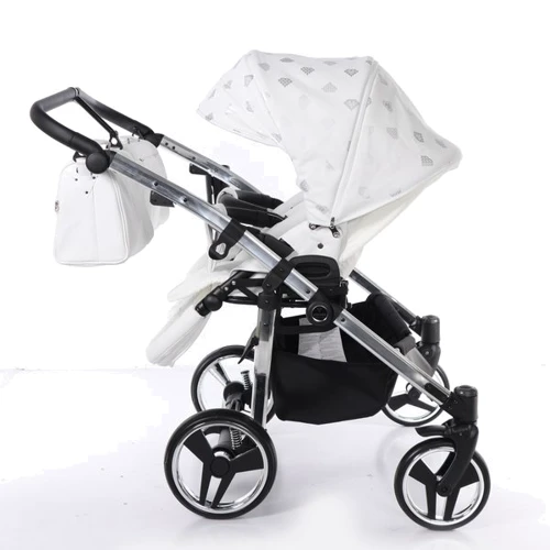 Универсальная коляска для двойни 2 в 1 Junama Glow Duo 03, белый с серебристым (J-G-DUO-03) фото 9