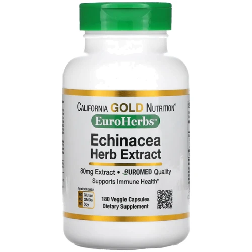 California Gold Nutrition Echinacea Herb Extract Экстракт эхинацеи 80 мг 180 вегетарианских капсул