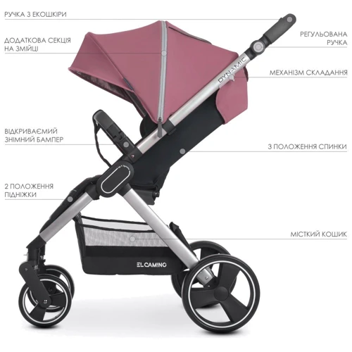 Прогулочная коляска El Camino Dynamic v.2 Rose (ME 1053) фото 8