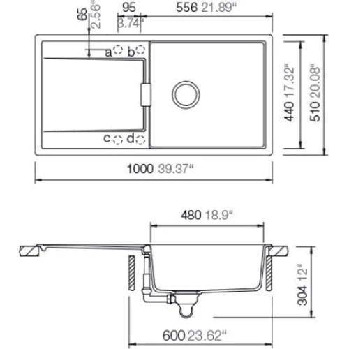 Кухонная мойка SCHOCK MONO D100 L Bronze-87 (53056087): Форма Прямоугольная
