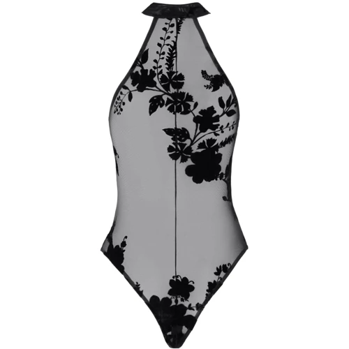 Боди Noir Handmade F314 Ego flocked mesh halter bodysuit Black, M
