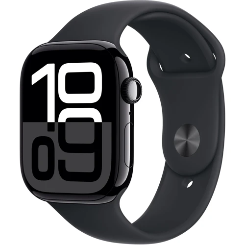 Apple Watch Series 10 46mm GPS + Cellular Jet Black Aluminium Case with Black Sport Band - M/L (MWY43)